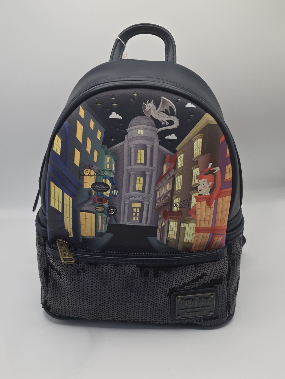 Loungefly Black Sequin Mini Backpack-Harry Potter Diagon  Alley